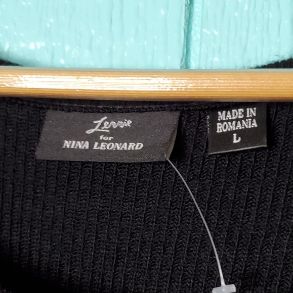 ❤️3/$15 Lerrie Sweater Knit Dress Stripe Black Gray Long Sleeve stretch … - Picture 4 of 4